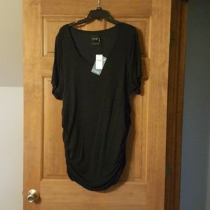 Black, Slimming, Side Roused Teeshirt